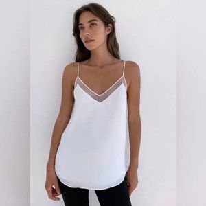 BABATON • Aritzia White Galen Mesh Trim Camisole Size XS